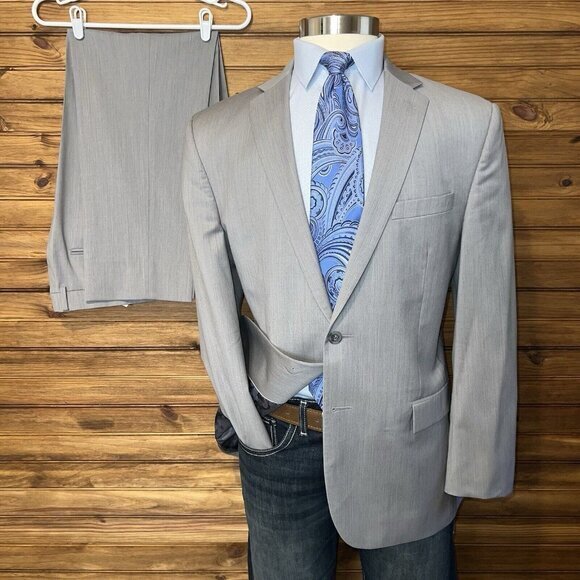 Joseph Abboud Mens Suit Blazer Sport Coat Two Button Slim Fit 44R Wool Super 120